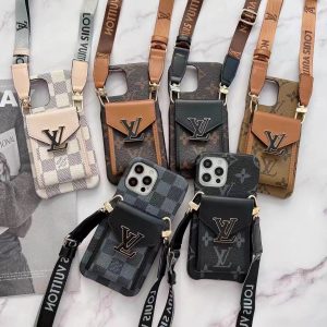 [CROSSBODY] Louis Vuitton Monogram Back Wallet Case for iPhone 15 14 13 Pro Max 11 12 Pro Max - IPHONE 12 PRO