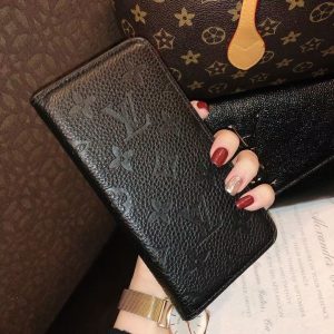 [GENUINE LEATHER]Louis Vuitton Monogram Wallet Case for iPhone 12 11 13 14 15 Pro Max Xs Max XR 7 8 Plus