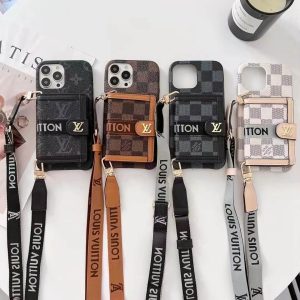[CROSSBODY] Louis Vuitton Monogram Back Wallet Case for iPhone 15 14 Pro Max 11 12 13 Pro Max - IPHONE 12 PRO