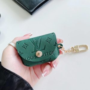 Louis Vuitton Leather Case Protective Cover Airpods Pro 1 2 3 - Green - AIRPODS PRO