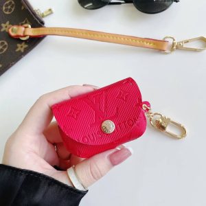Louis Vuitton Leather Case Protective Cover Airpods Pro 1 2 3 - Red - AIRPODS PRO