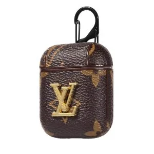 Louis Vuitton Brown Monogram with Metal LV Airpods Pro 1 2 3 Case