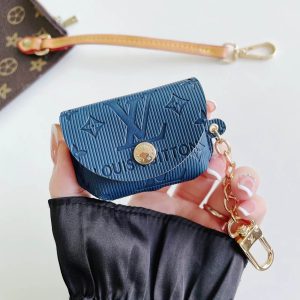 Louis Vuitton Leather Case Protective Cover Airpods Pro 1 2 3 - Navy - AIRPODS PRO