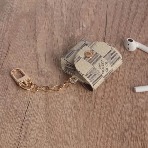 Louis Vuitton Leather Case Protective Cover Airpods Pro 1 2 3 - White Check - AIRPODS PRO