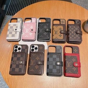 [WALLET] Louis Vuitton Monogram Back Flip Wallet Case for iPhone 15 14 13 Pro Max 11 12 7 8 Plus XR Xs Max - IPHONE 12 PRO