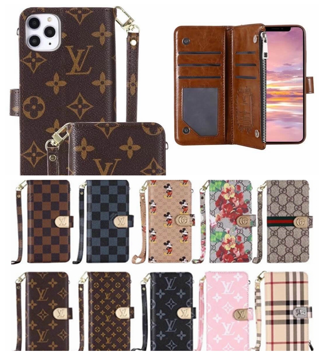 LOUIS VUITTON 3 Set Wallet iPhone Case Xs max 8 Monogram Leather Brown  66MX744