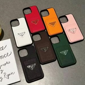 [CARD SLOT] Prada Card Slot Leather Case for iPhone 15 14 13 12 11 Pro Max Xs 7 8 Plus