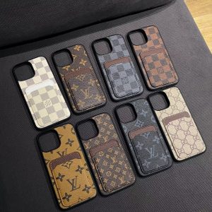 [CARD SLOT] Louis Vuitton Card Slot Leather Case for iPhone 15 14 13 12 11 Pro Max Xs 7 8 Plus