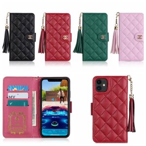 [Wallet]Chanel Soft Leather Folio Flip Wallet Case for iPhone 15 14 13 12 11 Pro Max 7 8 Plus Xs Max XR - IPHONE 11