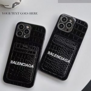 Balenciaga Luxury Leather Card Holder Phone Case for iPhone 15 14 13 12 11 Pro Max - IPHONE X/ XS