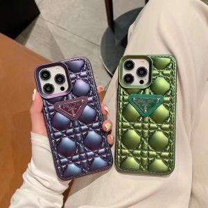 Prada Elegant Leather Phone Case for iPhone 15 14 Pro Max 13 12 11