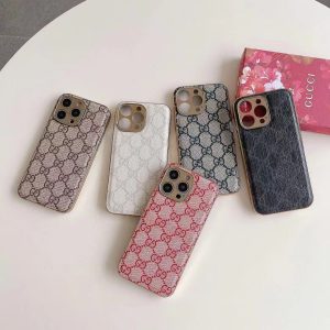 Gucci Luxury Plating Leather Phone Case for iPhone 15 14 13 12 11 Pro Max - IPHONE 11