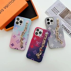 Louis Vuitton Charm Chain Leather Phone Case for iPhone 15 14 Pro Max 13 12 11 - IPHONE 11