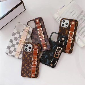 Louis Vuitton Dauphine Luxury Wrist Strap Leather Phone Case for iPhone 15 14 13 12 11 Pro Max