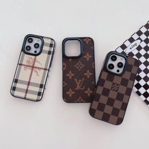 Louis Vuitton Burberry Ultra Thin Leather Case for iPhone 15 14 13 12 11 Pro Max XR XS 7 8 Plus - IPHONE 12 PRO