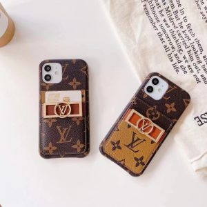 Louis Vuitton Dauphine Card Holder Leather Phone Case for iPhone 15 14 Pro Max 13 12 11 XR XS 7 8 Plus - IPHONE X/ XS