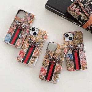 Gucci Bee Luxury Leather Phone Case for iPhone 15 14 13 12 Pro Max