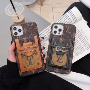 Louis Vuitton Dauphine Classic Lanyard Leather Phone Case for iPhone 15 14 13 12 11 Pro Max XR XS 7 8 Plus - IPHONE X/ XS