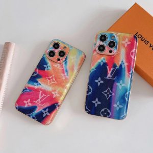 Louis Vuitton Luxury Colorful Plating Leather Phone Case for iPhone 15 14 13 12 11 Pro Max - IPHONE 11