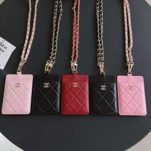 Chanel Luxury Lanyard Leather Card Holder