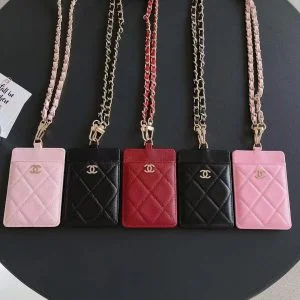 Chanel Luxury Lanyard Leather Card Holder
