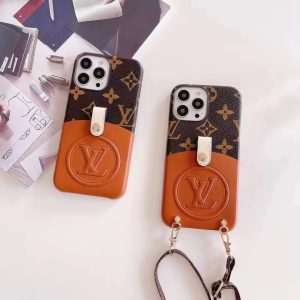 Louis Vuitton Luxury Lanyard Card Holder Case for iPhone 15 14 13 12 11 Pro Max XR XS - IPHONE 11