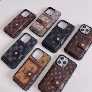 Louis Vuitton Classic Luxury Card Holder Leather Phone Case for iPhone 15 14 13 12 11 Pro Max