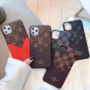 Louis Vuitton Luxury Card Holder Leather Phone Case for iPhone 15 14 13 12 11 Pro Max XR XS 7 8 Plus