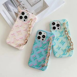 Louis Vuitton Charm Chain Leather Phone Case for iPhone 15 14 13 12 11 Pro Max - IPHONE 11