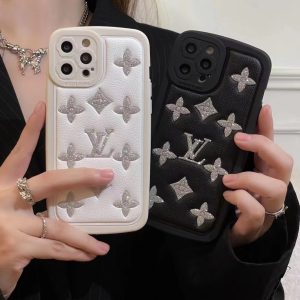 Louis Vuitton Luxury Glitter Leather Phone Case for iPhone 15 14 13 12 11 Pro Max XR XS - IPHONE X/ XS