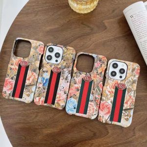 Gucci Flower Ultra Thin Leather Phone Case for iPhone 15 14 13 12 Pro Max - IPHONE 12 PRO