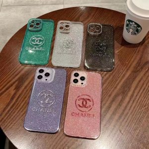Chanel Luxury Glitter Silicone Case for iPhone 15 14 13 12 11 Pro Max - IPHONE 12 PRO