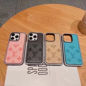 Louis Vuitton Monogram Card Holder Leather Phone Case for iPhone 15 14 13 12 Pro Max XR XS 7 8 Plus - IPHONE 12 PRO
