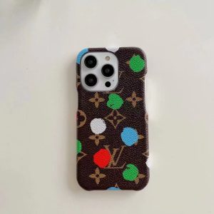 Louis Vuitton x Yayoi Kusama Leather Phone Case for iPhone 15 14 13 12 Pro Max - IPHONE 12 PRO