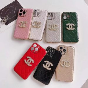 New Chanel Luxury Plating Leather Phone Case for iPhone 15 14 13 12 11 Pro Max - IPHONE 11