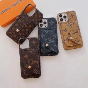 Louis Vuitton Luxury Leather Card Holder Phone Case For iPhone 15 Pro Max 14 13 12 11 - IPHONE 12 PRO
