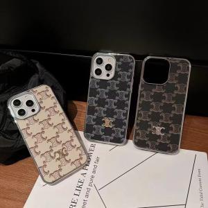 Celine Classic Luxury Leather Plating Phone Case For iPhone 15 Pro Max 14 13 12 11 - IPHONE 11