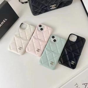 Chanel Luxury Leather Card Holder Phone Case For iPhone 15 14 13 12 11 Pro Max