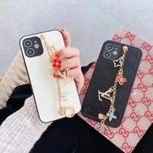 Louis Vuitton Luxury Leather Wristband Chain Phone Case For iPhone 15 Pro Max 14 13 12 11 XR XS 7 8 Plus