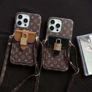 Louis Vuitton Luxury Leather Crossbody Strap Phone Case For iPhone 15 14 13 12 11 Pro Max - IPHONE 12 PRO