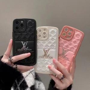 Louis Vuitton Luxury Leather Embossed Phone Case For iPhone 15 Pro Max 14 13 12 11 XR XS