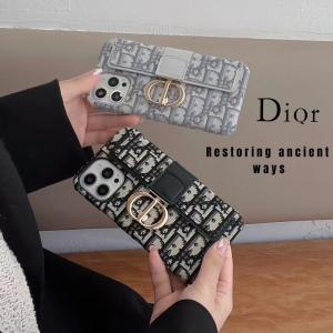 Dior Luxury Card Holder Leather Phone Case For iPhone 15 14 13 12 11 Pro Max