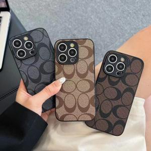 Coach Luxury Leather Slim Phone Case For iPhone 15 14 13 12 11 Pro Max
