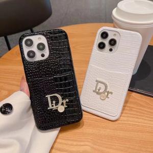 Christian Dior Classic Luxury Leather Card Holder Phone Case For iPhone 15 Pro Max 14 13 12