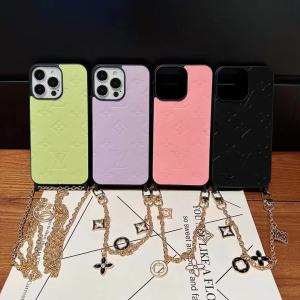 Louis Vuitton Classic Chain Luxury Leather Phone Case For iPhone 15 Pro Max 14 13 12 - IPHONE 12 PRO