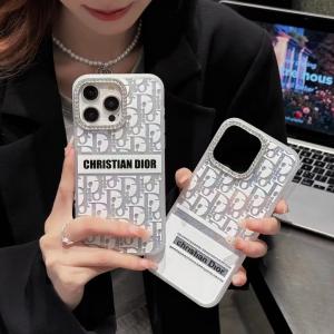New Christian Dior Luxury Silicone Diamond Phone Case For iPhone 15 14 13 12 11 Pro Max - IPHONE 11